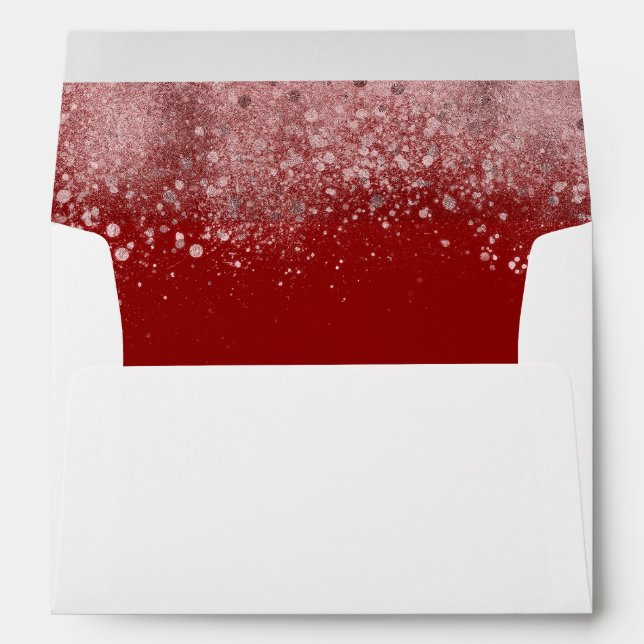 Rose Gold Glitter and Burgundy Red Background Envelope (Back (Bottom))
