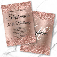 Rose Gold Glitter and Foil Fancy Monogram