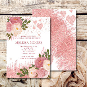 Rose Gold Glitter And Glam Bridal Shower Invitation
