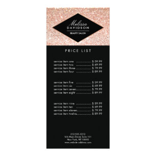 Rose Gold Glitter and Glamour Beauty Rack Card