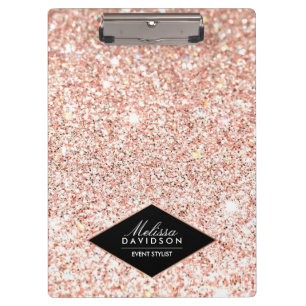 Rose Gold Glitter and Glamour Personalised Clipboard