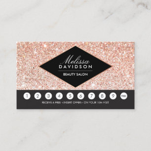 Rose Gold Glitter and Glamour Salon Loyalty Card