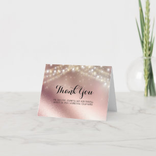 Rose Gold Glitter and Lights Wedding Thank You Card