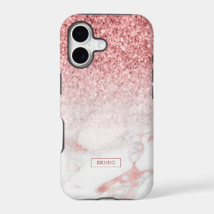 Rose-gold glitter and marble ombre trendy design