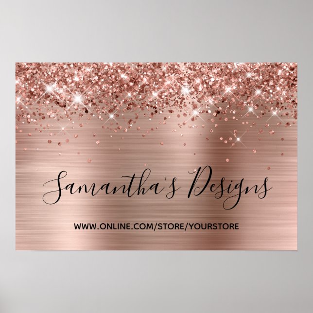 Rose Gold Glitter and Metallic Foil Online Store Poster (Front)