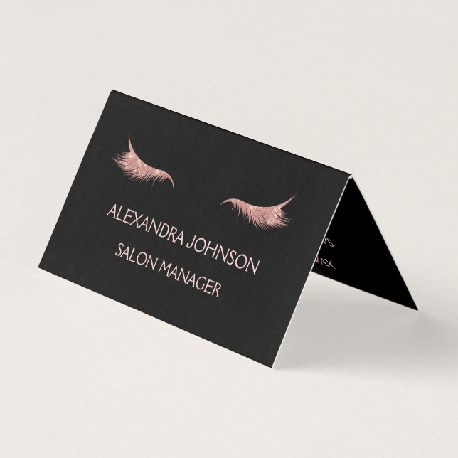 Rose Gold Glitter and Sparkle Eyelash Extension Business Card (Front)