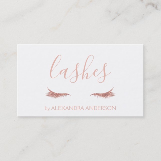 Rose Gold Glitter and Sparkle Eyelash Extension Business Card (Front)