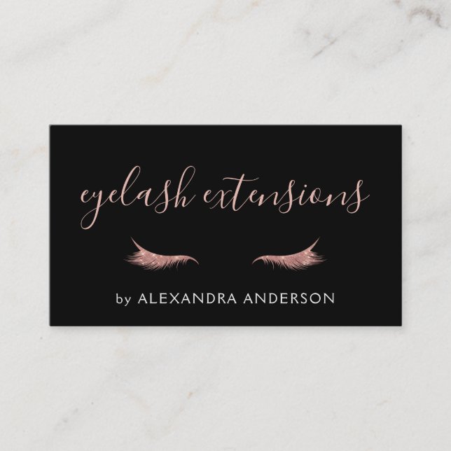 Rose Gold Glitter and Sparkle Eyelash Extension Business Card (Front)