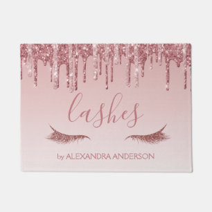 Rose Gold Glitter and Sparkle Eyelash Extension Doormat