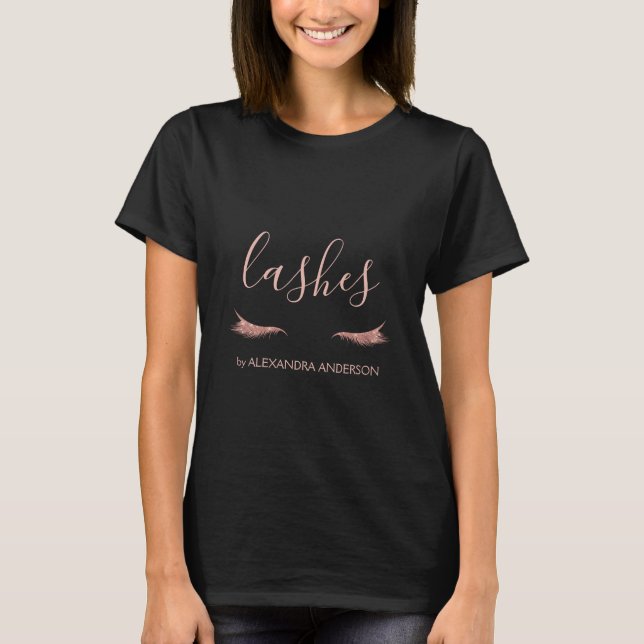 Rose Gold Glitter and Sparkle Eyelash Extension T-Shirt (Front)