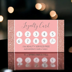 Rose Gold Glitter and Sparkle Girly Loyalty Punch Card