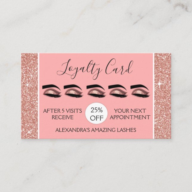 Rose Gold Glitter and Sparkle Lashes Loyalty (Front)