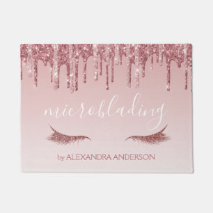 Rose Gold Glitter and Sparkle Microblading Doormat