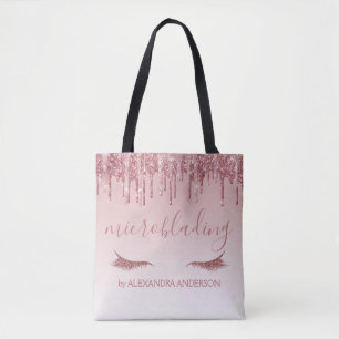 Rose Gold Glitter and Sparkle Microblading Tote Bag