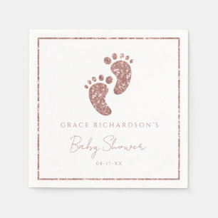 Rose Gold Glitter Baby Feet Baby Shower Personaliz Napkin