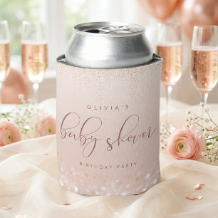 Rose Gold Glitter Baby Shower Can Cooler