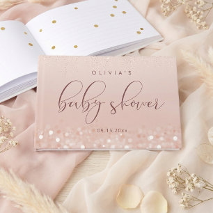 Rose Gold Glitter Baby Shower Guest Book