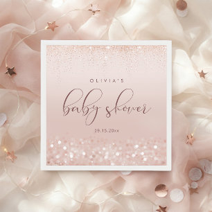 Rose Gold Glitter Baby Shower Napkin