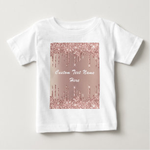Rose Gold Glitter Baby T-Shirt eith Custom Text