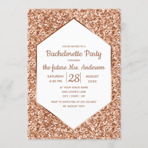 Rose Gold Glitter Bachelorette Party Invitation