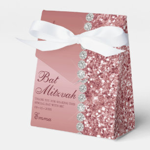 Rose Gold Glitter Bat Mitzvah Favour Box