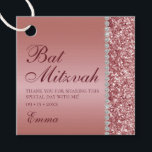 Rose Gold Glitter Bat Mitzvah Favour Tags<br><div class="desc">These elegant and luxurious square rose gold glitter and diamond sided Bat Mitzvah thank you favour tags are perfect for your celebration. Their chic and modern fonts are crisp and clean and making them unique and one-of-a-kind. The sentiment is completely customisable so you can choose your own words if you'd...</div>
