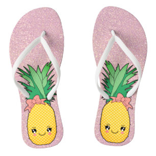 Rose Gold Glitter Beach Kawaii Pineapple Fruit Thongs