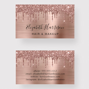 Rose Gold Glitter Beauty Business Card