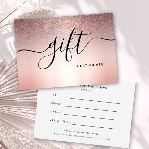 Rose Gold Glitter Beauty Salon Elegant Gift Card