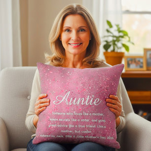 Rose Gold Glitter Best Ever Aunt Definition Person Cushion