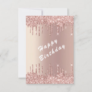Rose Gold Glitter Birthday Card - Personalised