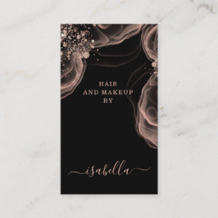 Rose Gold Glitter Black Makeup Artist  Business Card