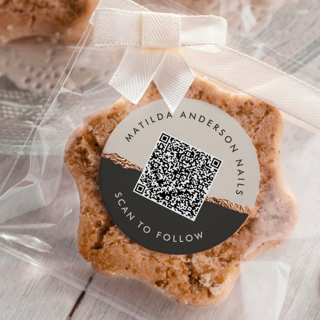 Rose gold glitter black modern elegant budget classic round sticker (Creator Uploaded)