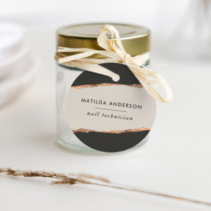 Rose gold glitter black modern elegant budget favour tags