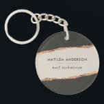 Rose gold glitter black modern elegant budget key ring<br><div class="desc">Modern budget elegant rose gold effect black and natural business packing and thank you favour gift tag.</div>
