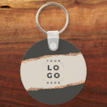 Rose gold glitter black modern elegant budget key ring<br><div class="desc">Modern budget elegant rose gold effect black and natural business packing and thank you favour gift tag.</div>