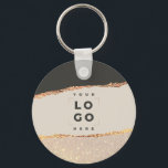 Rose gold glitter black modern elegant budget key ring<br><div class="desc">Modern budget elegant rose gold effect black and natural business packing and thank you favour gift key ring.</div>