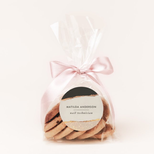 Rose gold glitter black pink modern classic round sticker (Creator Uploaded)