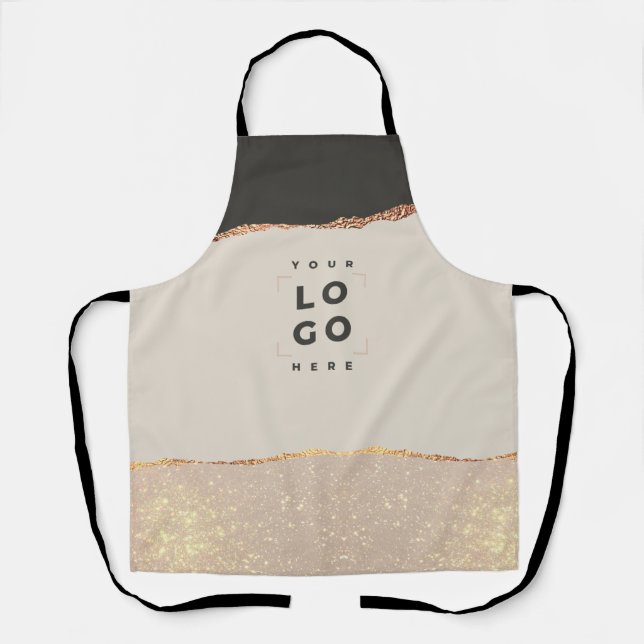 Rose gold glitter black pink modern elegant unique apron (Front)