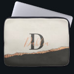 Rose gold glitter black pink modern monogram  laptop sleeve<br><div class="desc">Rose gold glitter black pink,  rose gold black modern monogram name gift</div>