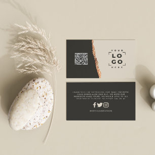 Rose gold glitter black pink modern thank you business card