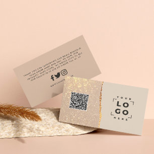 Rose gold glitter black pink modern thank you pink business card