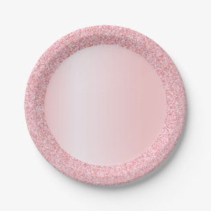 Rose Gold Glitter Blank Trendy Elegant Template Paper Plate