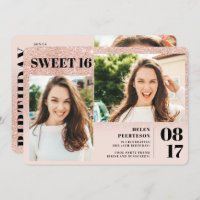 Rose gold glitter blush 3 photos Sweet 16 birthday