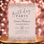 Rose Gold Glitter Blush 70th Any Age Birthday Invitation<br><div class="desc">Celebrate a glamourous 70th birthday with this Rose Gold Glitter Blush Any Age Birthday Invitation! Designed with a soft blush background and shimmering faux rose gold glitter accents, this invitation adds a touch of elegance and sparkle to any milestone event. Fully editable, you can personalise it with the guest of...</div>