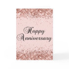 Rose Gold Glitter Blush Happy Anniversary