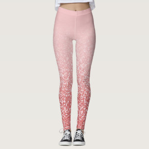 Rose Gold Glitter Blush Ombre Leggings