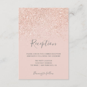 Rose gold glitter blush pink elegant reception enclosure card