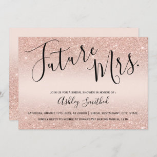 Rose gold glitter blush pink Mrs bridal shower Invitation