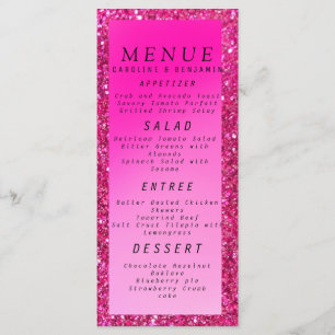 Rose gold glitter blush pink script wedding menu